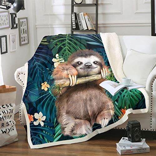 Coperta in pile con simpatica fantasia animale, per divano, letto, divano, divano, pigri e tropicali, coperta in peluche a tema natura, decorazione per camera matrimoniale,