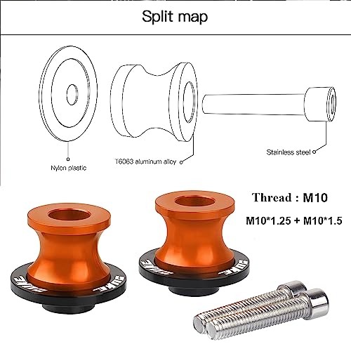 Duke Montageständer Racingadapter M10 10mm Bobbins Ständeraufnahme Für Duke 125 200 250 390 690 790 890 R 990690 Duke R /690 LC4 Supermoto LC4 Enduro /690 SMC(Orange)
