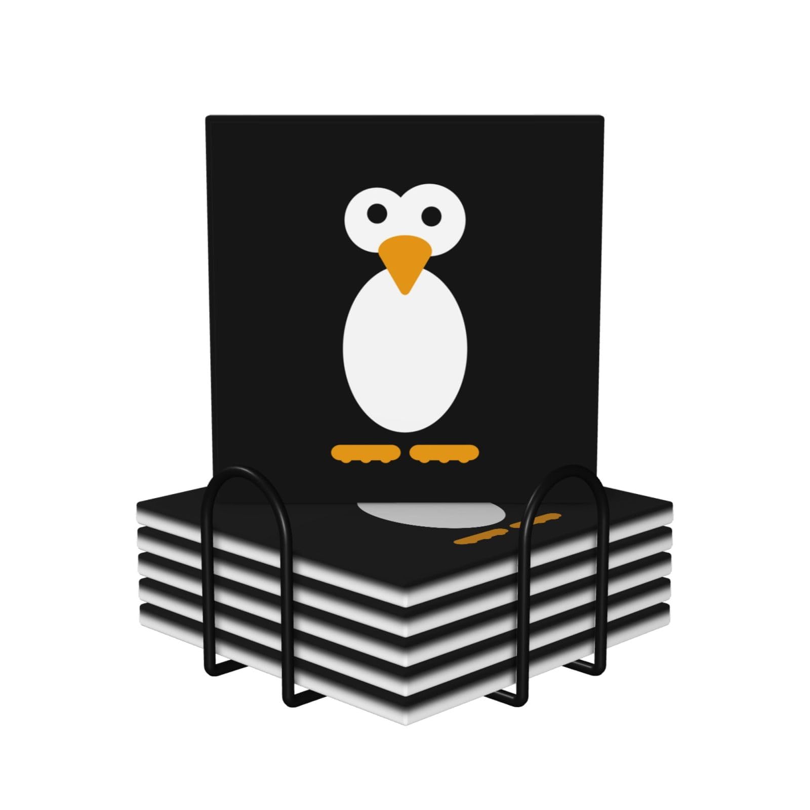 Simpatico pinguino stampato sottobicchiere in ceramica set di 6 sottobicchieri decorativi