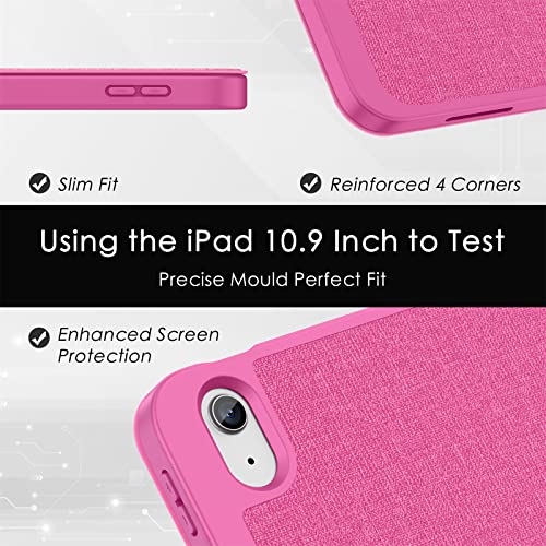 Soke Ipad 10Th Generation Case 2022 With Pencil Holder (10.9-Inch)- Premium Shockproof Case [Auto Sleep/Wake] With Soft Tpu Back Cover & Slim Trifold Stand For Ipad 10.9 Inch,Hotpink #TOP3