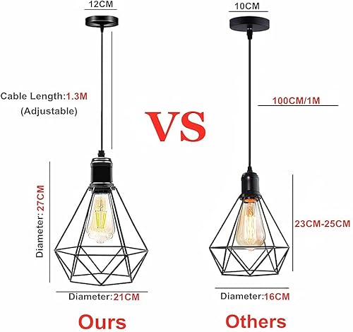 Miniatura 6 de jose2015 Lámpara colgante de montaje empotrado con enchufe E26 negro para isla de cocina, dormitorio, comedor, certificación UL (sin bombilla)