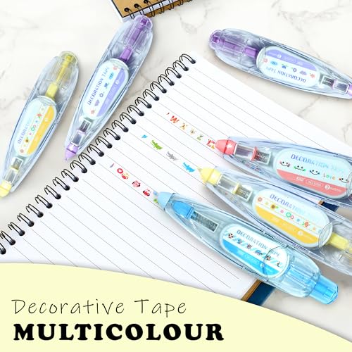 Image of GLUN Decorative Correction Tape 3 Meter Length Cute Cartoon Animal Prints, Cat, Dog, and Owl Prints, Retractable Pen for Scrapbooking, Diary, Planner, Journal DIY Crafts Yellow Colour