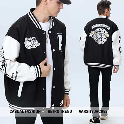 Image of Varsity Jacket Unisex Y2K Embroidered Letterman Bomber Jacket Casual Baseball Jackets