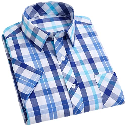 Chemise d'été manches courtes homme coton ample Pohullan vêtement léger décontracté grande taille 03