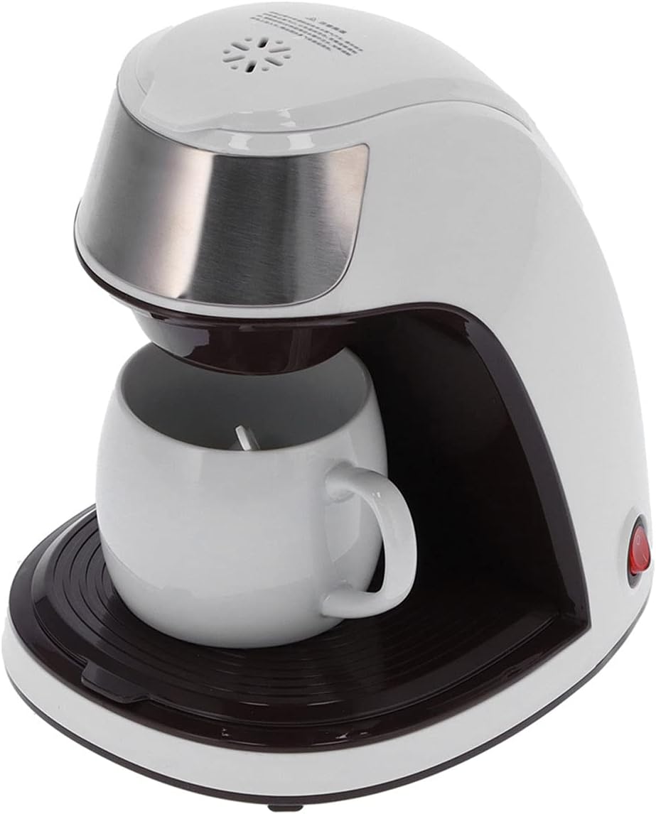 Mini cafetera, cafetera de un solo servicio de 300 ml, almacenamiento de cápsulas y taza de viaje, con taza y cuchara(Enchufe de la UE)