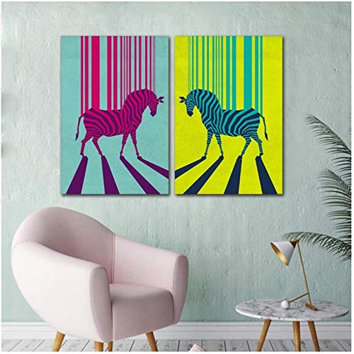 Décoration de la maison salon modulaire avec ce tableau zèbre 50x70cm sur toile de peinture