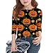 Girls and Boys Halloween Shirt 2025 Funny Graphic Printed 3/4 Sleeve Crewneck Sweatshirts Casual Cute Fashion Tops