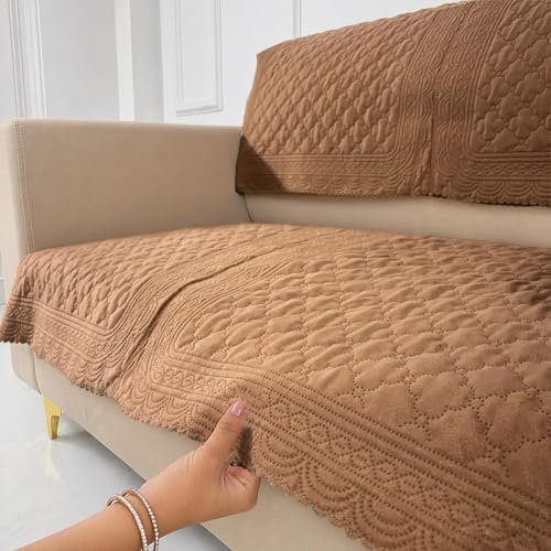 Image of Homerz Premium Petal Charm Sofa Cover | Embossed Floral Pattern | Soft Touch, Anti-Dust & Easy Wash Fabric Cloth, Washable and Durable (Rust, 2 Seater, Seat Cover with Backrest)