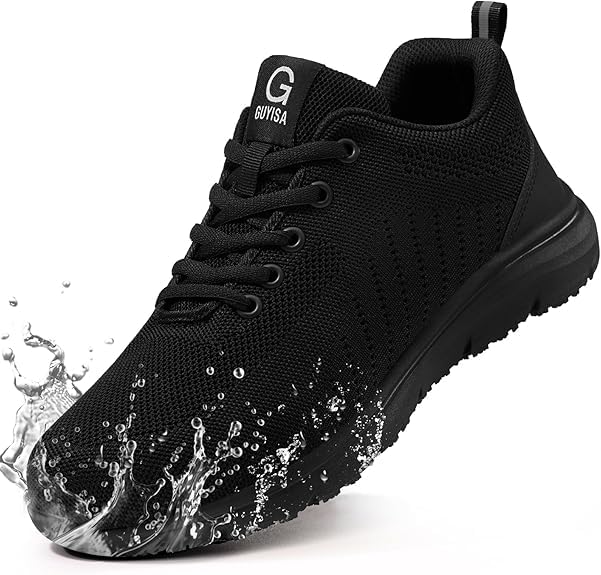 Image of Waterproof Walking Shoes for Men Mens Non Slip Work Shoes Comfortable Chef Kitchen Shoes Slip Resistant Food Service Shoes Lightweight Restaurant Safety Shoes for Men Women Black