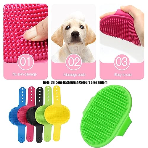 Image of Adjustable Multifunctional Anti-Bite Shower Mesh Bag, Cat Grooming Net, Bath Brush and Cat Nail Clipper (A-Pink)