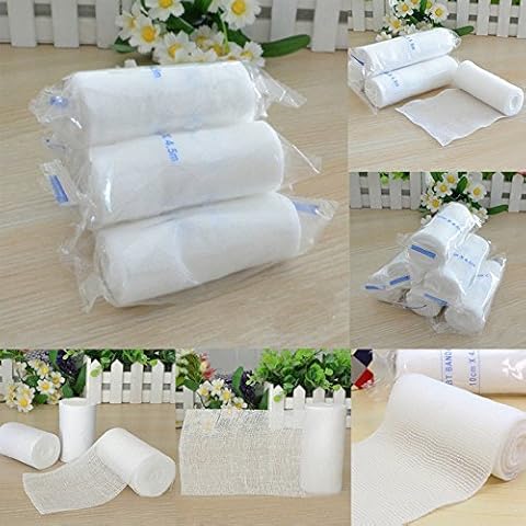 Sterile Gauze, Finlon Conforming Bandage Wound Dressings Bandages and Dressings Gauze Bandage Medical Tape Sterile Gauze Pads First Aid Dressings Strip 12 Rolls 1.97 * 178 inch Cover