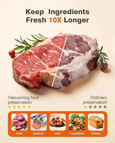 Image of Vacuum sealer for food, Handheld Vacuum Sealer with 30 Reusable Bags | Compact Vacuum Sealer, Professional-Grade for Food Storage Savers, Mustard