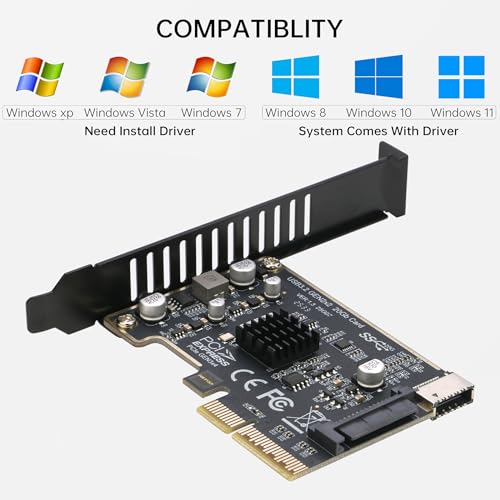 Carte PCIe vers Type-E 20 Gbit/s | Adaptateur USB-C Panneau Avant pour PC