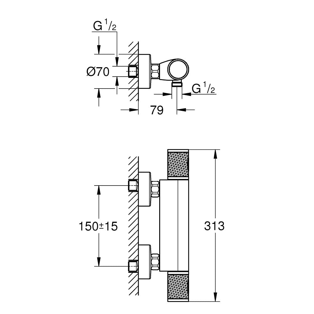 Grohe Precision Feel Bateria, Srebrny, ‎38 x 20 x 7.5 cm; 2.23 kg