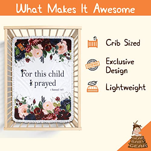 Image of Dear Baby Gear Reversible Baby Blankets - Soft Nursery Blanket for Newborn - Toddler Blankey - Throw Blanket for Boys & Girls - Infant Blankets -43x33 (for This Child I Prayed Floral - White Ruffles)