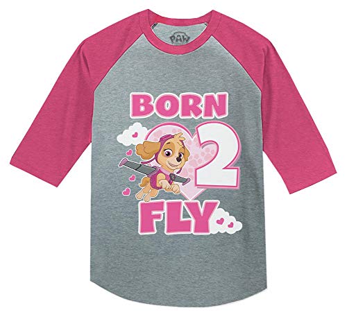 Tstars Paw Patrol Skye Born 2 Fly 2nd Birthday 3/4 Sleeve Baseball Jersey Toddler Shirt