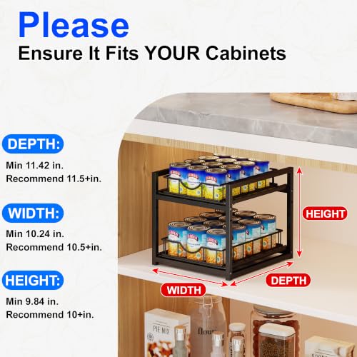 Pull Out Canned Food Organizer Rack, 2-Tier Metal Canned Goods Storage Holder, Can Storage Organizer for Kitchen Cabinets Pantry Shelves, Storage for Canned Goods & Soda Cans, Holds Up to 12Cans by Huxitocan - Used condition - Image 4