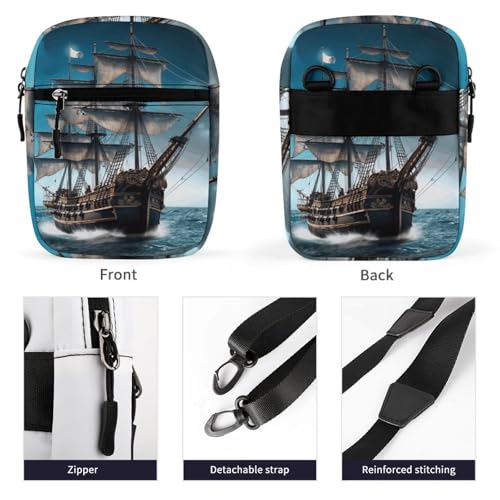 Personalized Small Crossbody Bag Water Resistant Messenger Bags Mini Pirate Ship Printing SlingBag For Men Women3