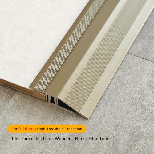 Aluminium Door Bars Carpet Cover,Threshold Transition Strip,900x 55mm,Tiles to Flooring Laminate Carpet,Floor Edging Trim,Doorways Threshold Ramp Reducer,Bridge the Height Between 9-16mm,Champagne - Image 2
