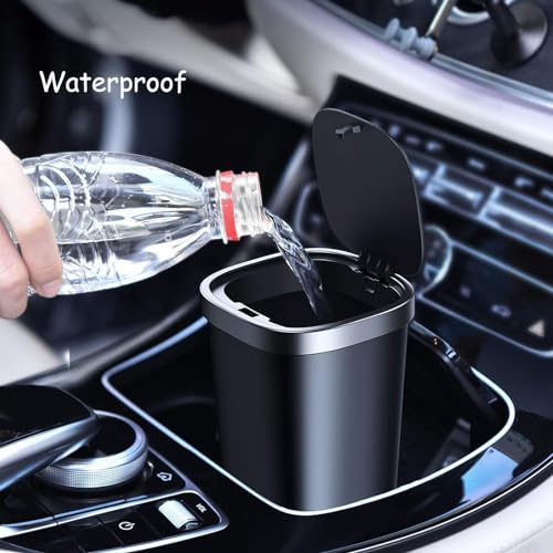 Image of Mini Car Trash Can Bin with Lid and 45 Additional Trash Bags,Car Trash Can Bin,Car Garbage Trash Can Storage for Front Back Seat Accessories Fits Auto Home Office,Black