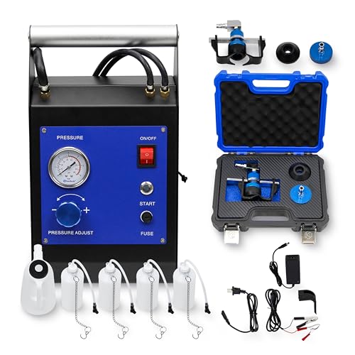 Akuttool Electric Motive Power Brake Pressure Bleeder Kit 4-Wheel Simultaneous Smart Pulse Fluid Oil Exchanger DC 12V /AC 110V Pneumatic Automotive Machine for All Vehicles One-Person Operation