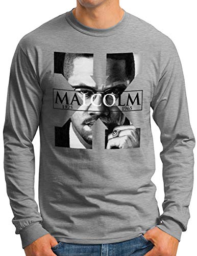 T-shirt Malcolm X manches longues gris pour un look streetwear affirmé