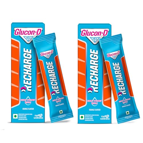 Image of Glucon-D Recharge Energy & Hydration Orange Flavour Drink Powder, Instant Glucose + Electrolytes for Quick Energy, 18g Sachets (Pack of 10)