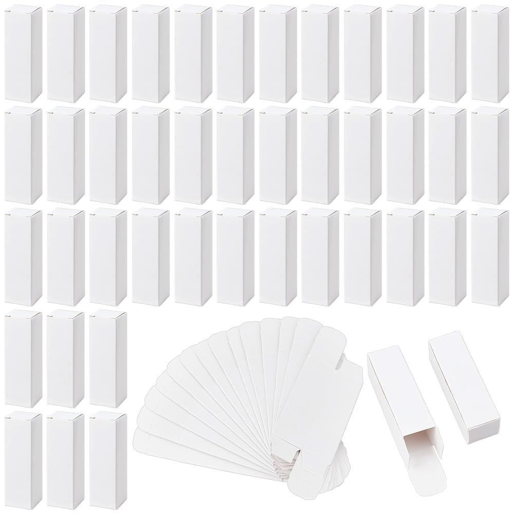 BENECREAT 60Pcs White Kraft Paper Lipstick Boxes, 2.5x2.5x8cm Perfume Essence Oil Packaging Cases for Lip Gloss, Small Fragrance Essential Oil, Small Gifts