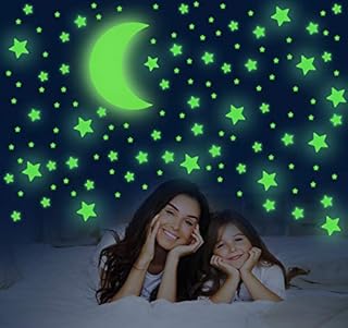 Glow in The Dark Stickers 581Pcs Star and Moon Decals Wall Sticker for Bedroom Ceiling 3D Luminous Adhesives Glowing Stars Stickers Bright Decoration