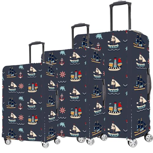 Image of Printed Luggage Cover for Traveling Bag & Suitcase - Stretchable & Scratchproof Trolley Protector with Velcro Lock & Lightweight Washable Material(Suitcase Bag Not Included, Only Cover in Product)