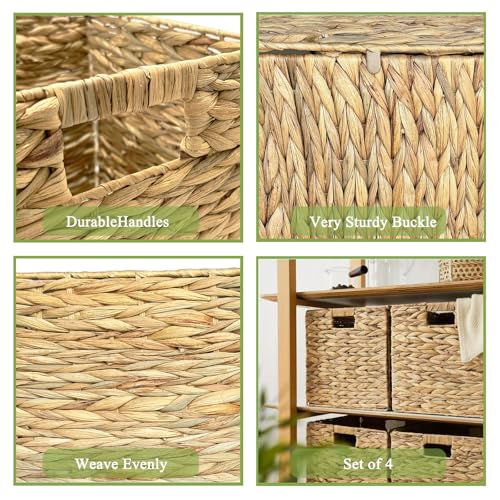 4Stück kallax einsatz Wasserhyazinthe körbe aufbewahrung für Regale, faltbar kallax boxen, geflochten Aufbewahrungskorb Wäschekorb für Regale gewebte Behälter für Badezimmer (30cm*30cm*30cm)