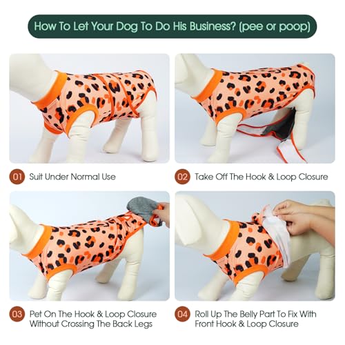 Image of Kuoser Dog Recovery Suit for Dogs After Surgery,Professional Surgical Onesie for Female Male Dogs Spay Neuter,Soft Dog Surgery Suit Bodysuit for Abdominal Wounds Skin Disease,Orange L