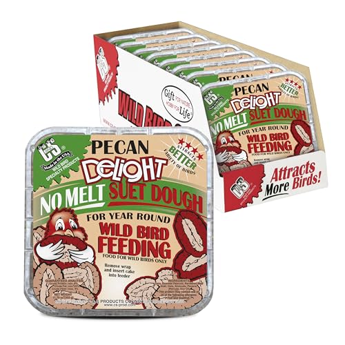 Image of C&S Pecan Delight No Melt Suet Dough, Suet Cakes for Wild Birds Including Nuthatches, Woodpeckers, Chickadees and More, 11.75 Ounces, Pack of 8
