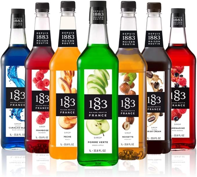 Image of 1883 Smoked Vanilla Syrup for Coffee, Cocktails & Desserts - Premium French Vanilla Flavoring Syrup, Made in France, 1 Liter Plastic Bottle