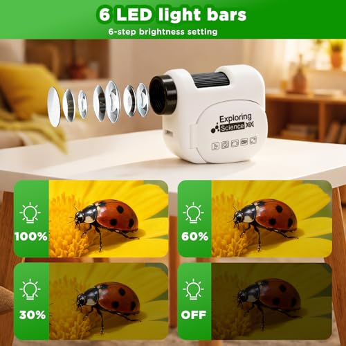 Microscope for Kids with 100-1600X Zoom & LED, 3-in-1 Handheld Digital Kids Microscope with1080P DV Camera, Compatible MAC-OS & Windows - Kids Science Experiment kit for Ages 4-12 (Black) - Image 3