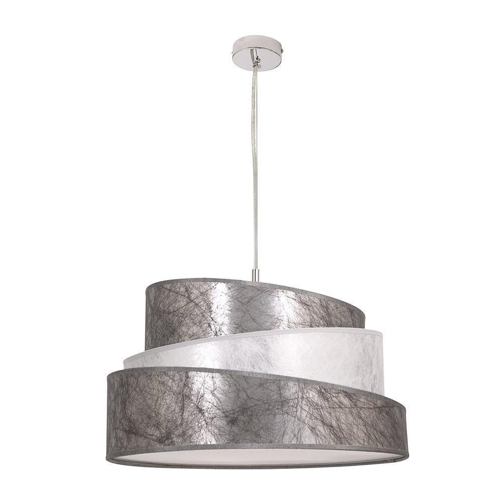 Colgante de luz 3xe27 en cromo/plata y blanco, dimensiones 50x50 cm, ideal para iluminación decorativa en hogares y oficinas.