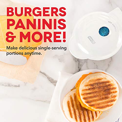 Dash Mini Maker Portable Grill Machine + Panini Press For Gourmet Burgers, Sandwiches, Chicken + Other On The Go Breakfast, Lunch, Or Snacks With Recipe Guide - White #TOP1