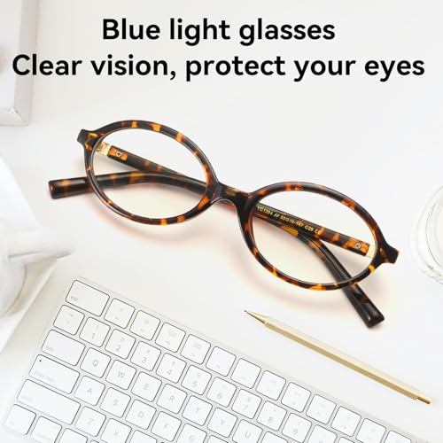 Image of Dollger Oval Blue Light Glasses for Women Men Fashion Retro 90s Small Frame Computer Glasses