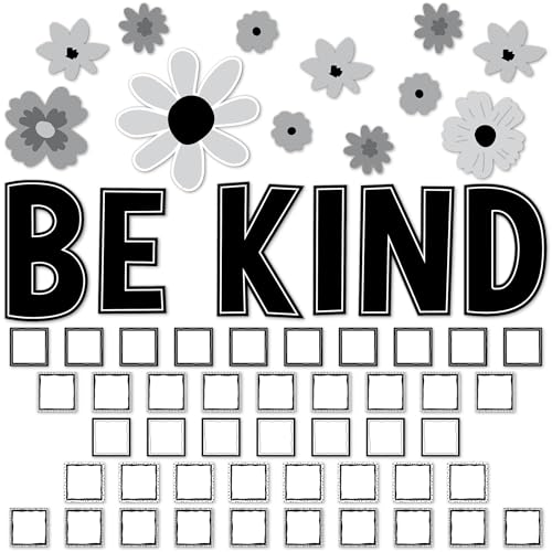 Tableau d'affichage floral TCR6801 noir et blanc Be Kind