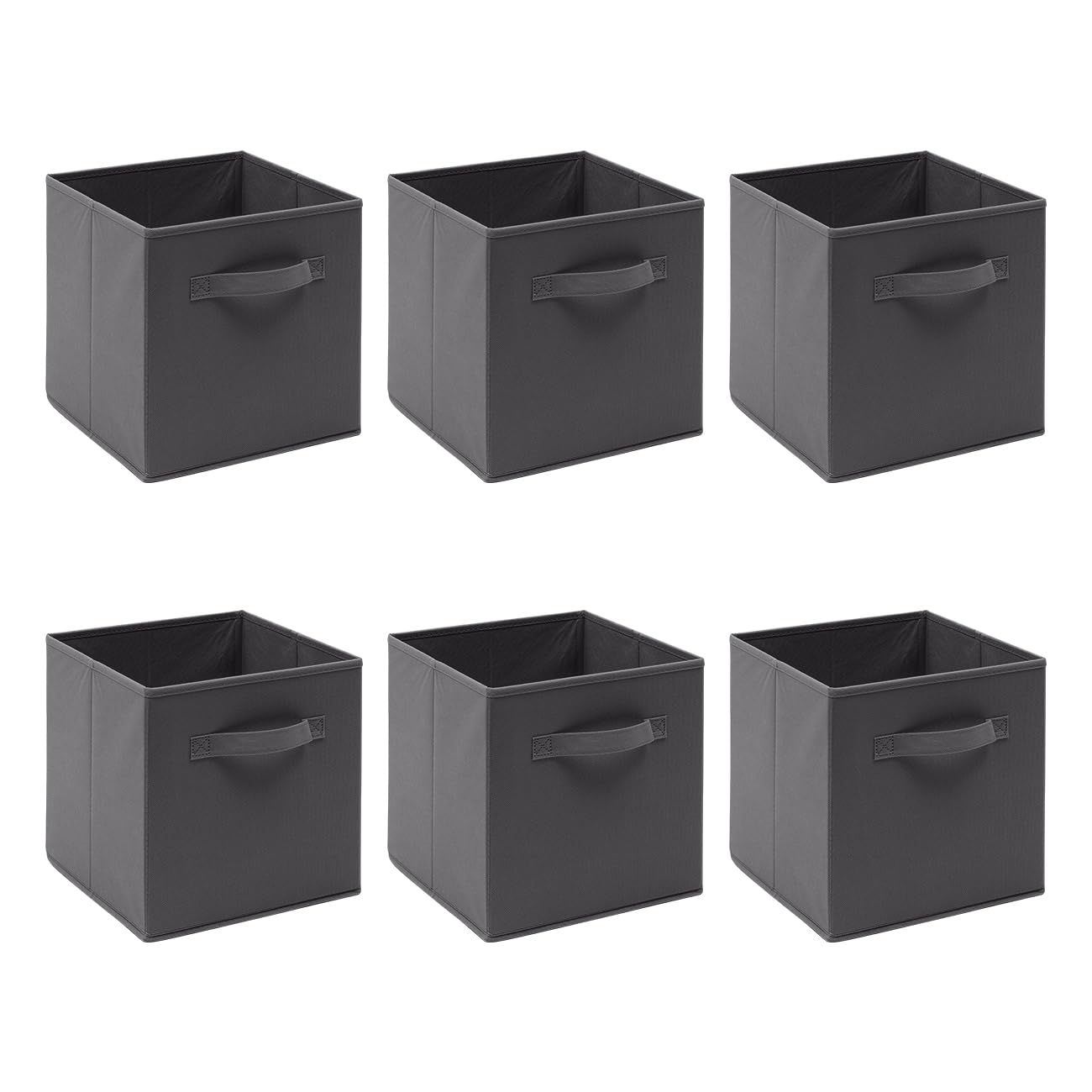 BOJU Unit Storage Box Cube Wardrobe Storage Organiser Canvas Storage Box Bin Fabric Collapsible with Handle for Kids Toys Clothes Laundry Underwear Bedroom (Dark Grey, ×6)