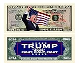 Donald Trump 2024 Fight For Freedom Presidential Novelty Dollar Money Bill. Limited Edition Novelty Dollar Bill - Pack of 50 - Full Color Front & Back Printing with Great Detail., Small, Green