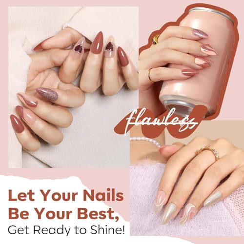 Image of modelones Nail Polish Set 6 Colors, White Brown Nude Burgundy Pink Quick Dry Mini Nail Lacquer Kit, Glitter Shimmer Sparkle Red Nail Art, DIY Home Salon Manicure Gift for Women Girl