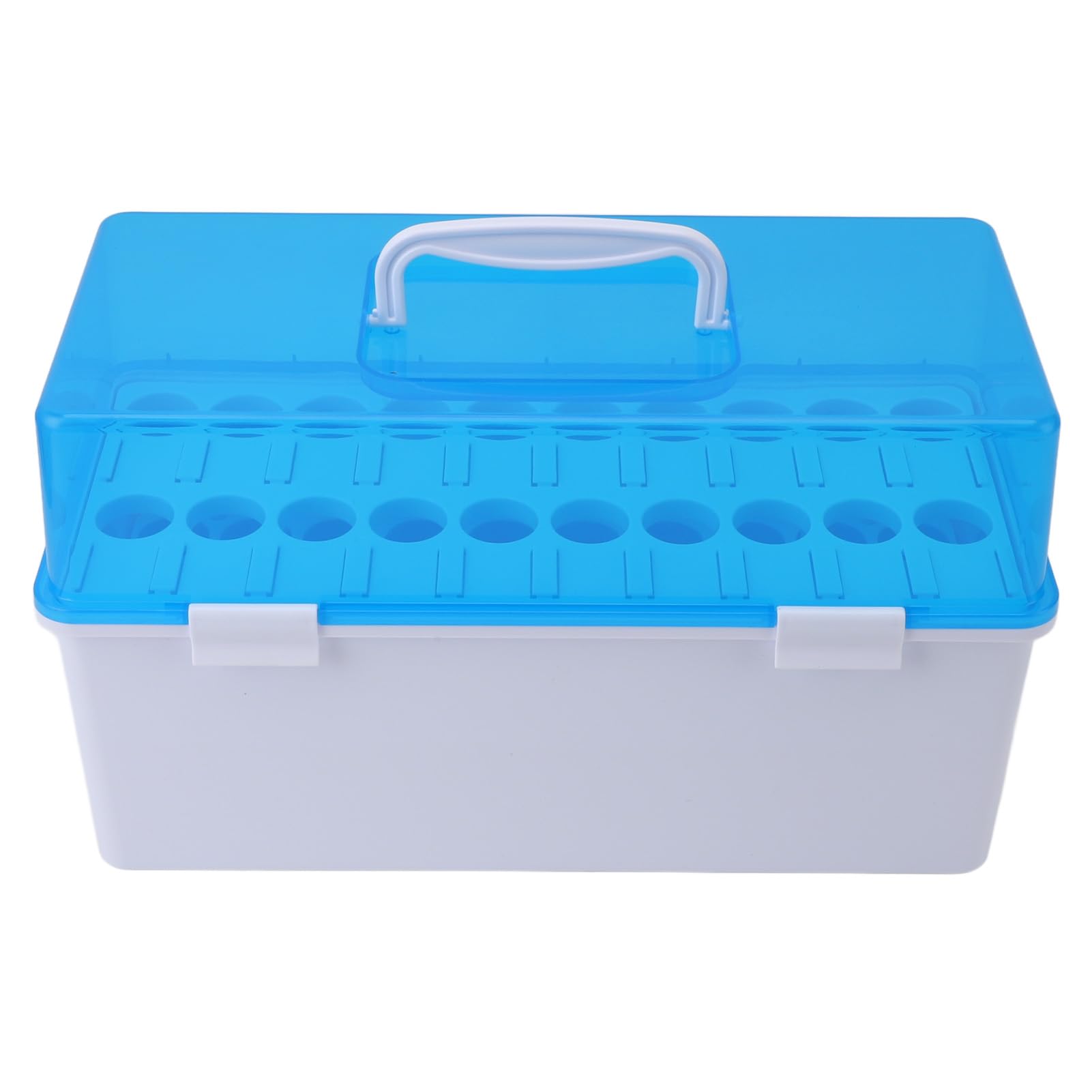Caja de almacenamiento de tubos de ensayo con asa portátil, tapa a prueba de polvo, capacidad para 20 soportes para tubos de ensayo, para laboratorios de investigación científica,