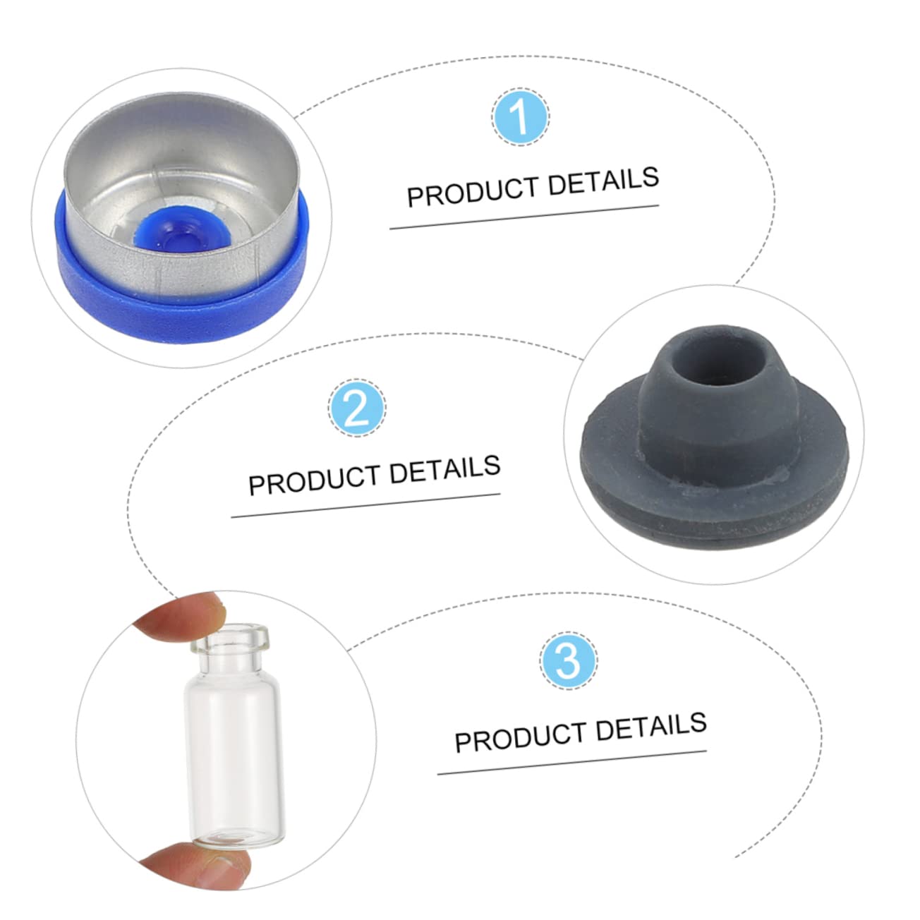 GARVALON Glass Vials 50pcs Small Storage Bottles for Liquids Bottles Caps Reusable Leak Proof