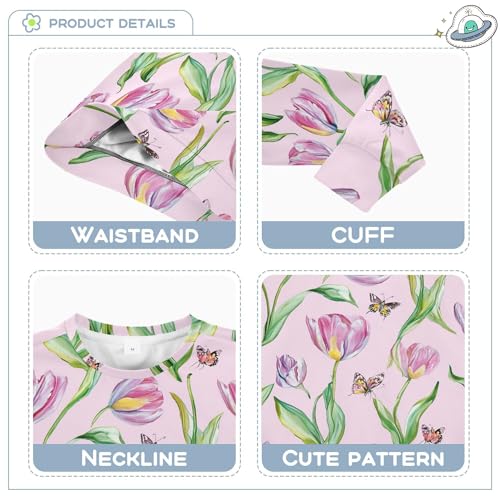 JUNZAN Cartoon Tulips Pink Kids Boys Pullover Hoodie Long Sleeve Outerwear for Kids Athletic 4T3