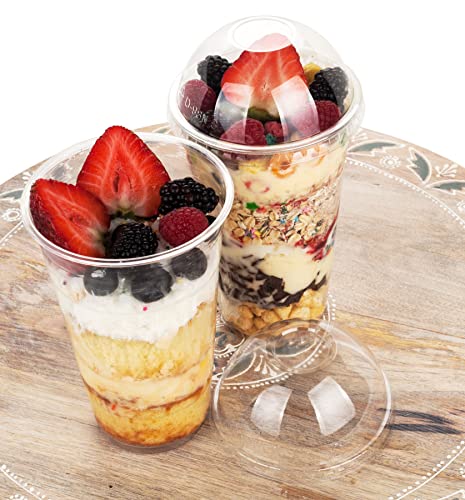 Image of Golden Apple Cup series, 24oz Clear Plastic cups with Dome lids no hole 50sets, BPA Free