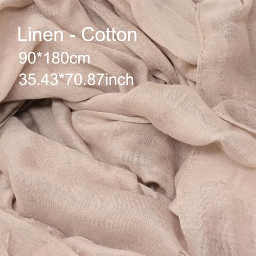yueton 1PCS Imitation Cotton Long Scarf Faux Linen Scarf Sunscreen Long Scarf Shawl Large Soft Towel for Women Clothing Matching3