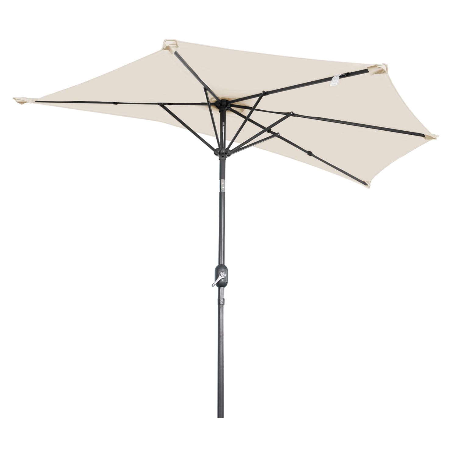 Angel Living Half Circular Parasol, Sombrilla Semicircular 250cm de Acero, Mástil Central de Acero de 38 mm, Para Jardín Patio Balcón