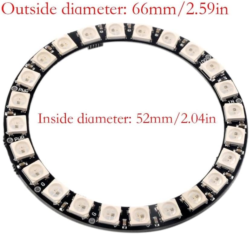 24 Bits WS2812 RGB LED Ring SMD 5050 Addressable LED String Individual Programmable with Integrated Driver DC 5V for Arduino Raspberry Pi ESP32(Pack of 5pcs)