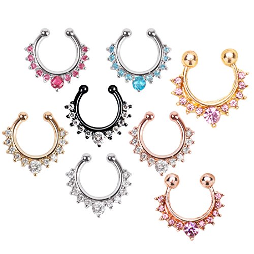 Septum Fake Nose Ring Jewelry,Women Girls Septum Ring Faux Nose Rings Non-Piercing Jewelry